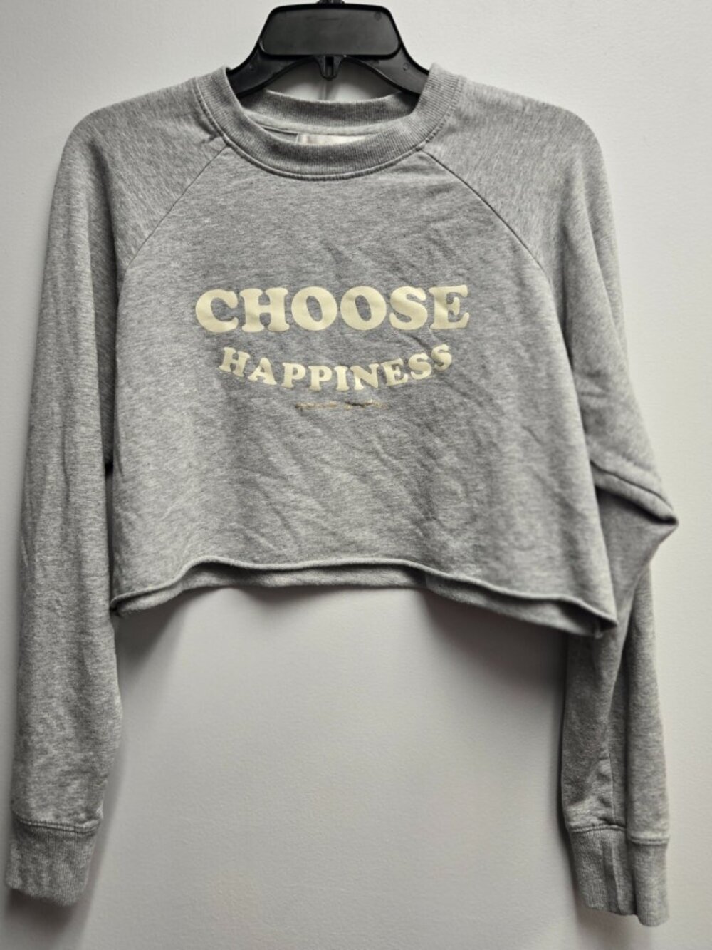 Spiritual Gangster Choose Happiness Gray Cropped Sweatshirt M Pullover Lounge